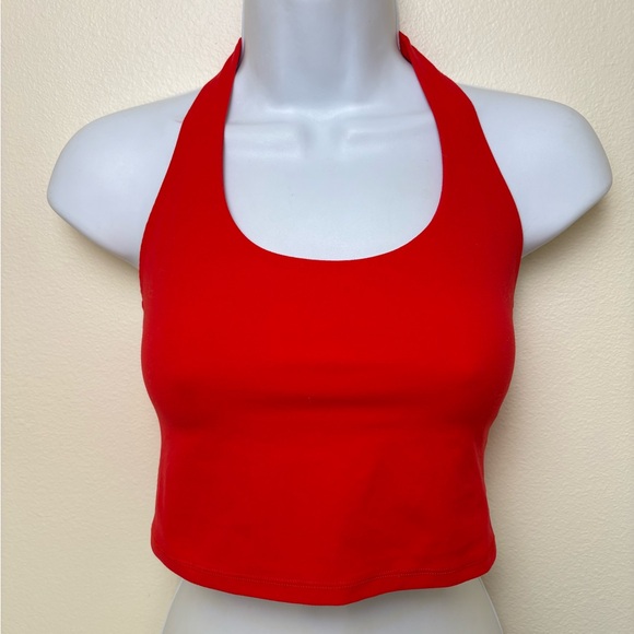Athleta Powervita crop halter top in red. - Picture 2 of 4